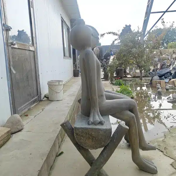 Bronze Frog Couple Sculpture: Sitting Frogs on Bench Garden Statue