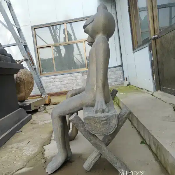 Bronze Frog Couple Sculpture: Sitting Frogs on Bench Garden Statue