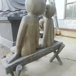 Bronze Frog Couple Sculpture: Sitting Frogs on Bench Garden Statue