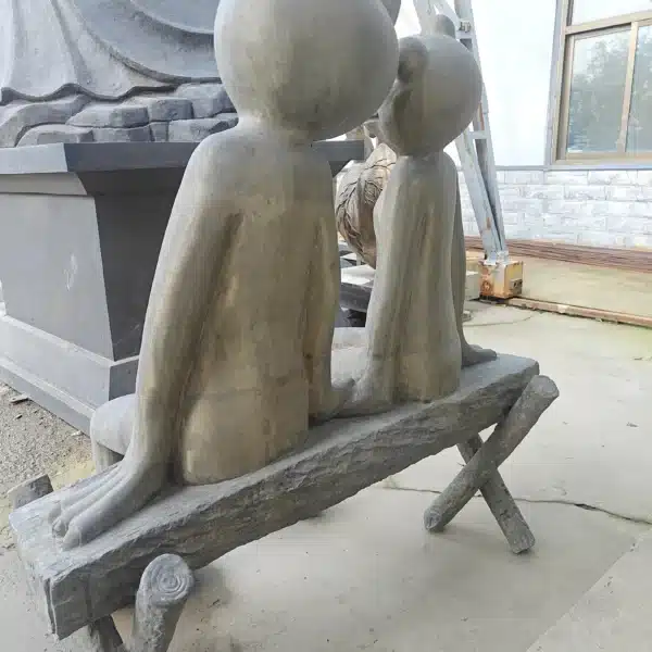 Bronze Frog Couple Sculpture: Sitting Frogs on Bench Garden Statue