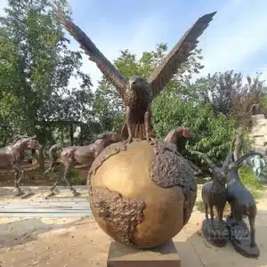 Custom Large Brass Eagle on Ball Statue