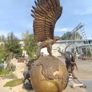 Custom Large Brass Eagle on Ball Statue