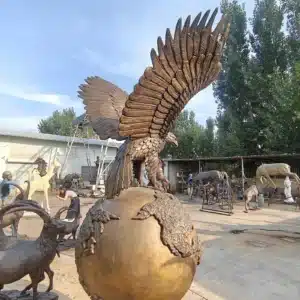 Custom Large Brass Eagle on Ball Statue