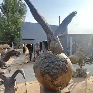 Custom Large Brass Eagle on Ball Statue