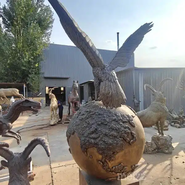 Custom Large Brass Eagle on Ball Statue