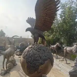 Custom Large Brass Eagle on Ball Statue