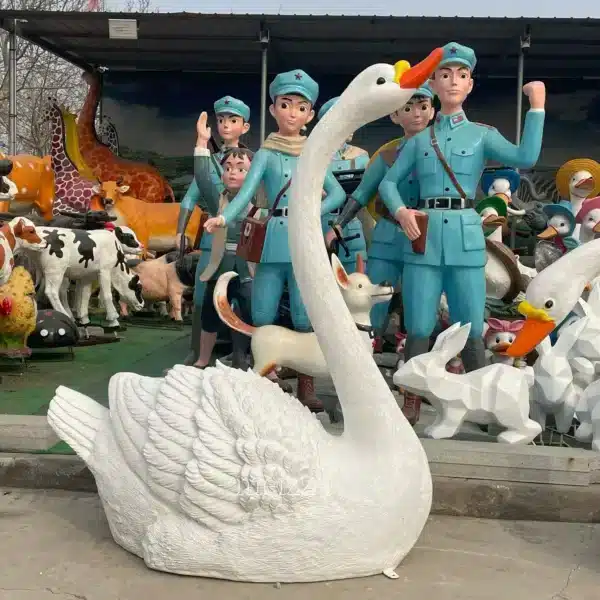 white swan statue