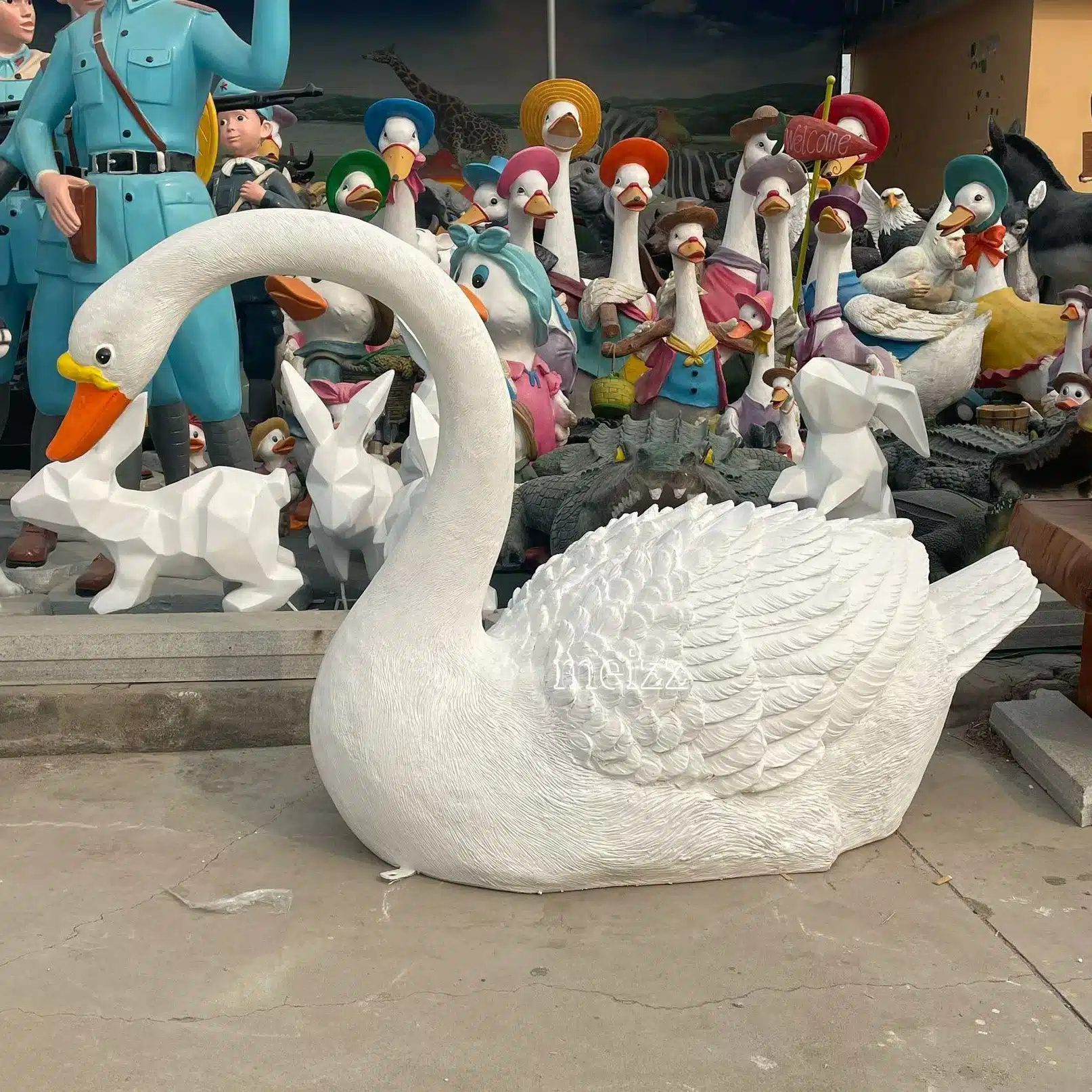 white swan statue (3) white swan statue